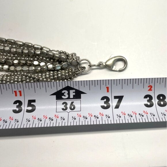 Vintage Multi Strand Metal Beads Silver Tone Chain Necklace - 37in - Picture 5 of 6